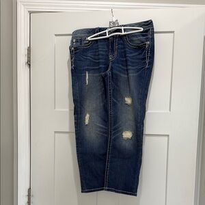 Miss Me Blue Distressed Ankle Jeans